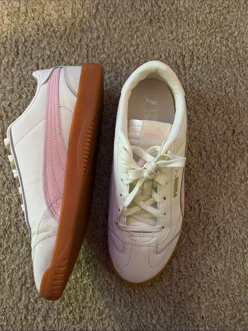 Puma White Sneakers with Pink and Gold Details